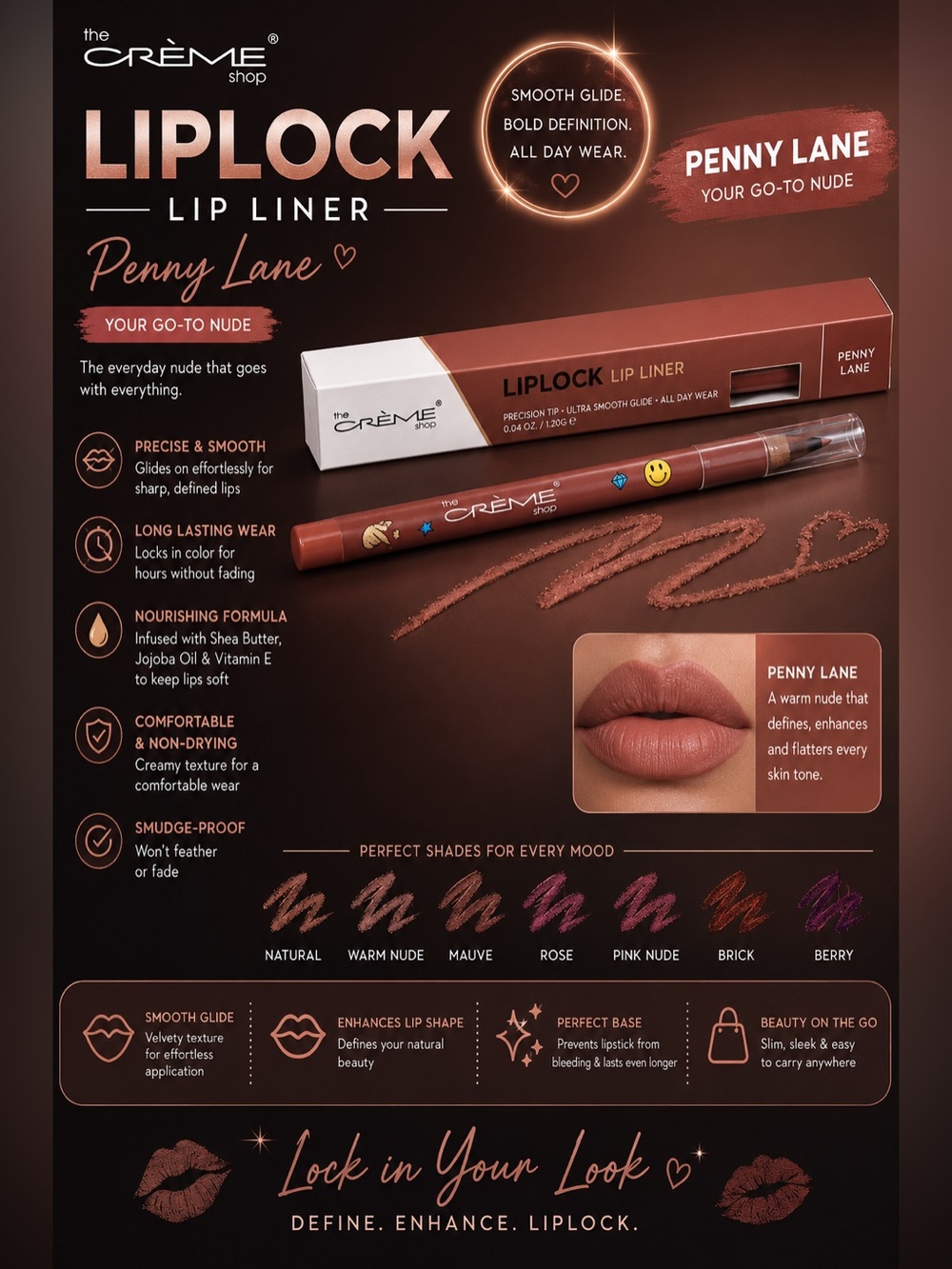 💄 The Crème Shop LIPLOCK Lip Liner – Penny Lane 💄 - Picture 1 of 1